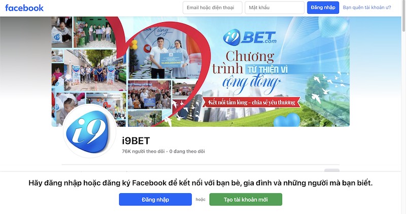 Liên hệ với I9bet qua Facebook