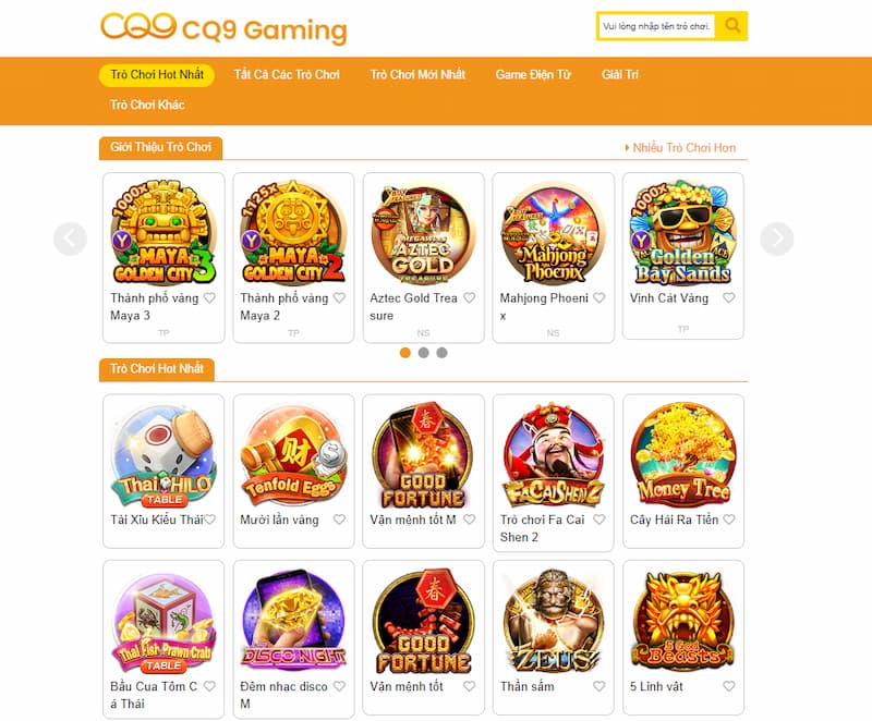 Tổng hợp các tựa game tại sảnh game CQ9 nổ hũ